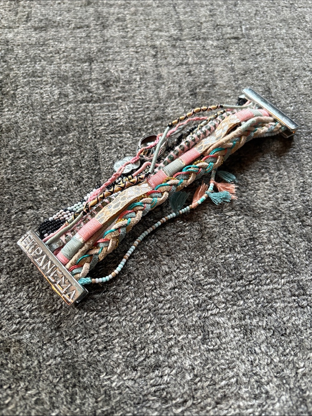 Hipanema Layered Braided Bracelet with Pastel Tassels and Beads